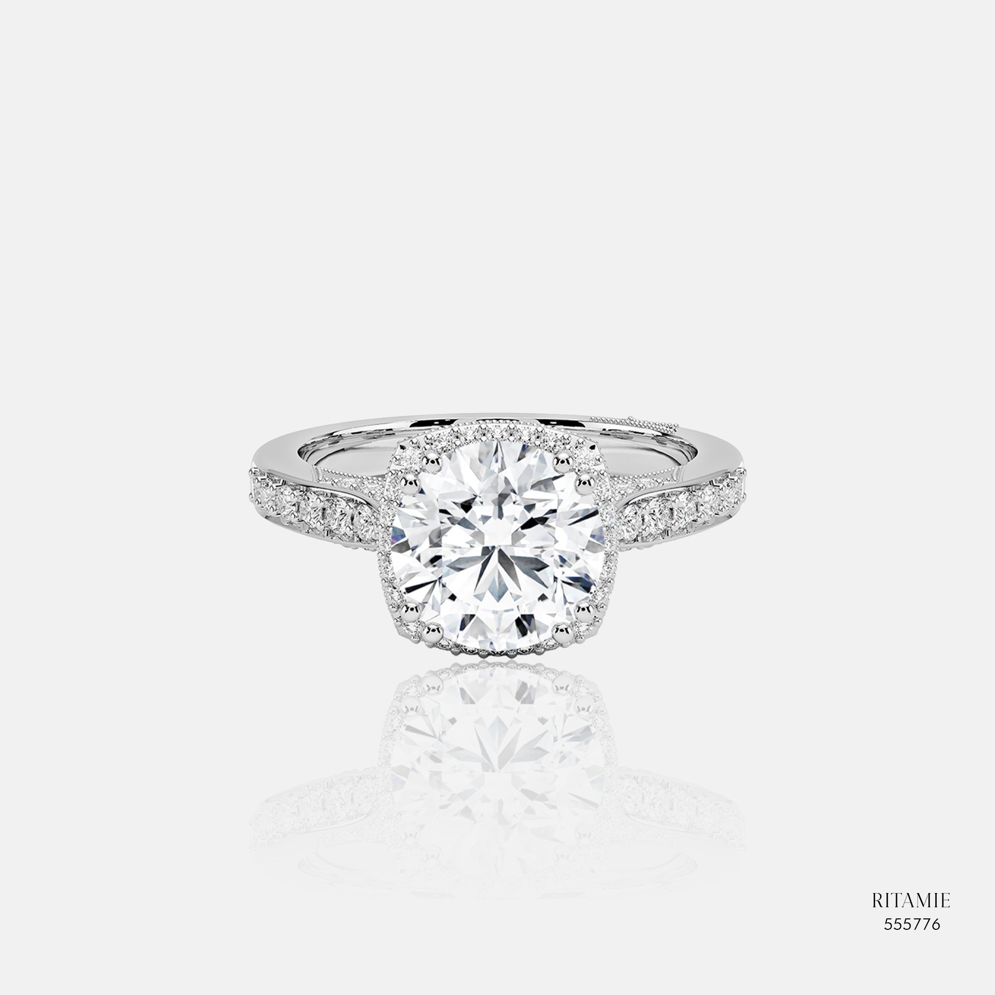 Vintage Halo Lab-Grown Diamond Ring 555776