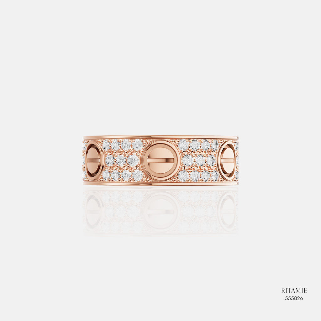 Vow Band Pavé Rose Gold Diamond Ring 555826