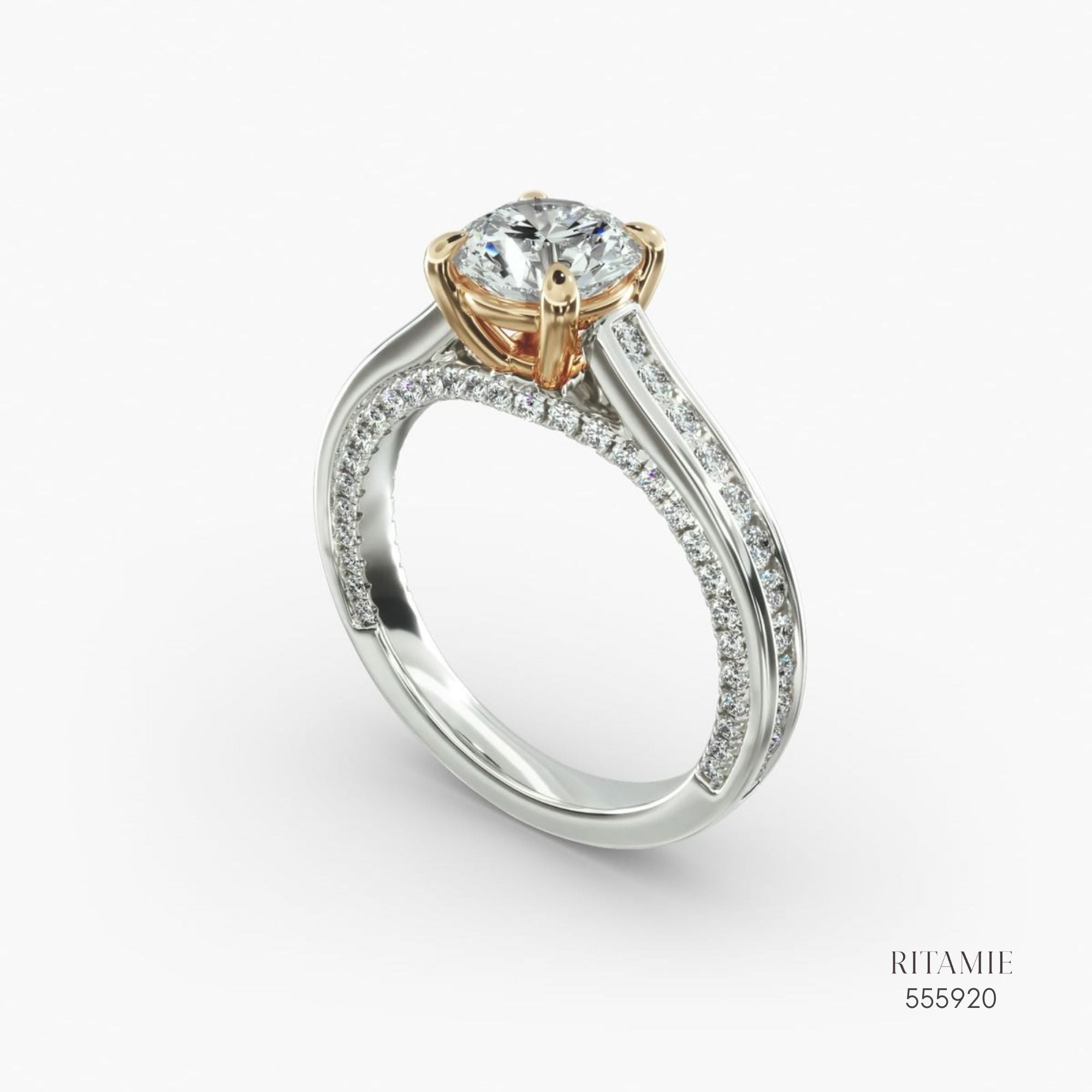 White Gold Split-Shank Diamond Engagement Ring 556020