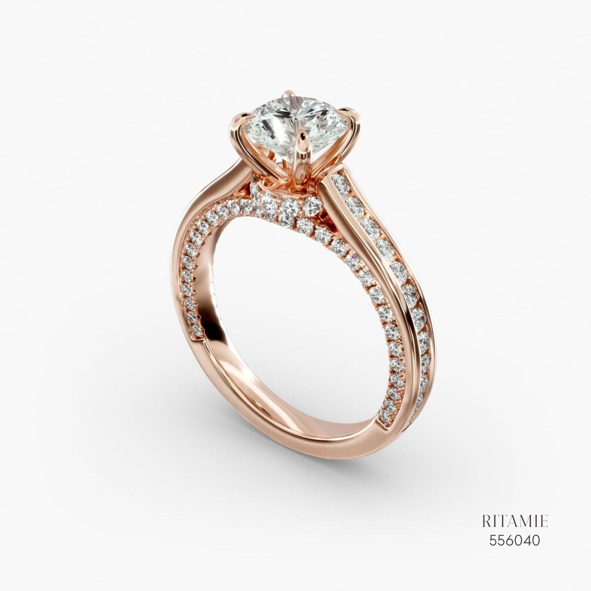 Flowing Pavé Rose Engagement Ring 556040