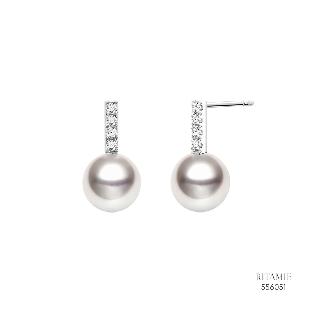Spark Bar Akoya Pearl Stud Earrings 556051