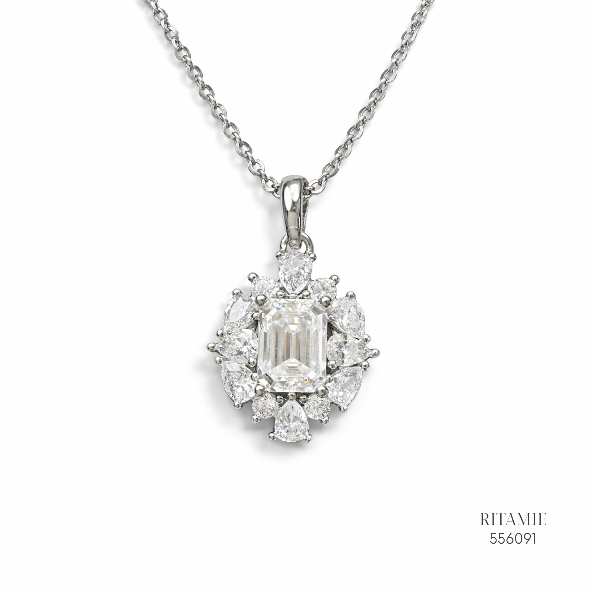 The Emerald Starburst Silver Moissanite Necklace 556091