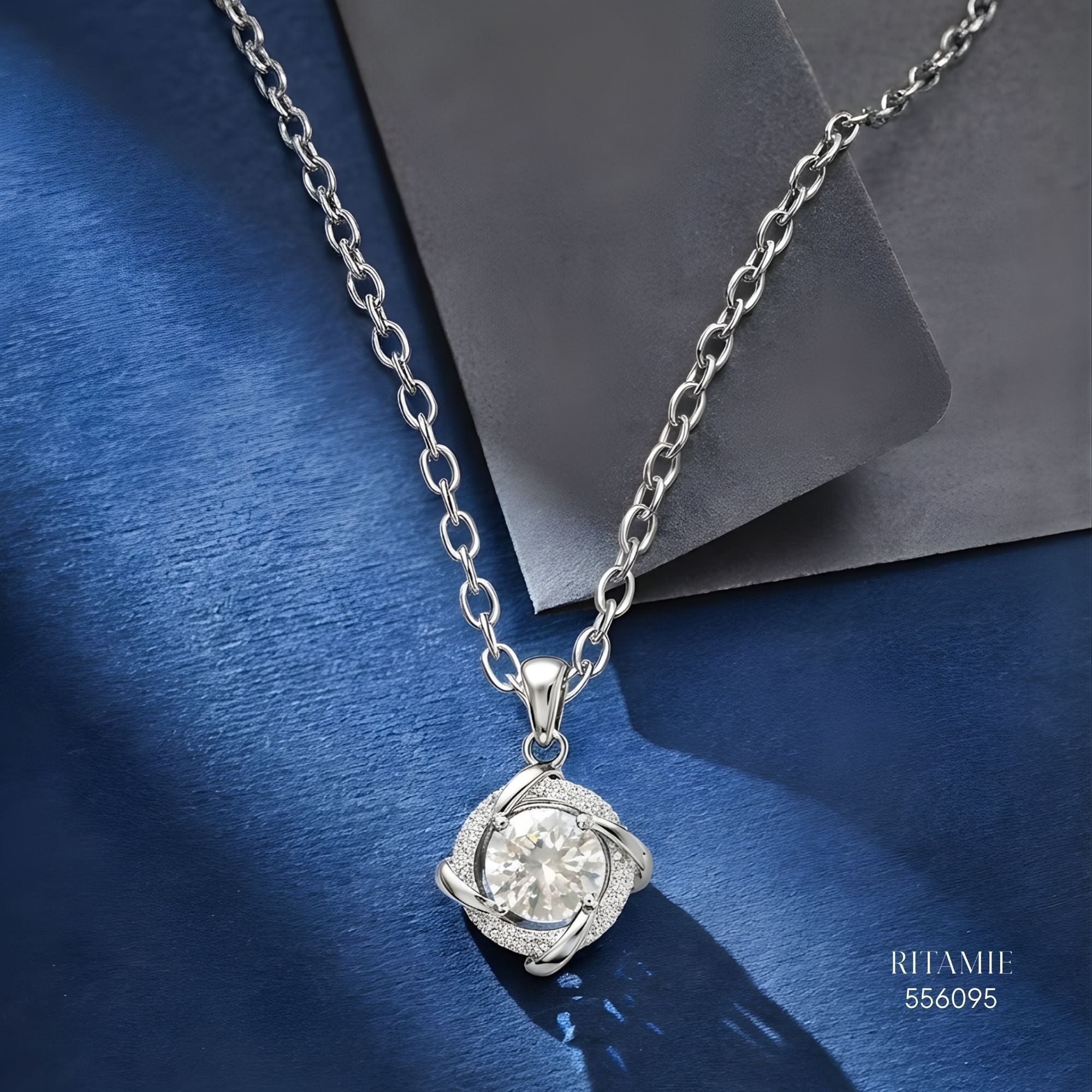 The Luminous Whirl Silver Moissanite Necklace 556095
