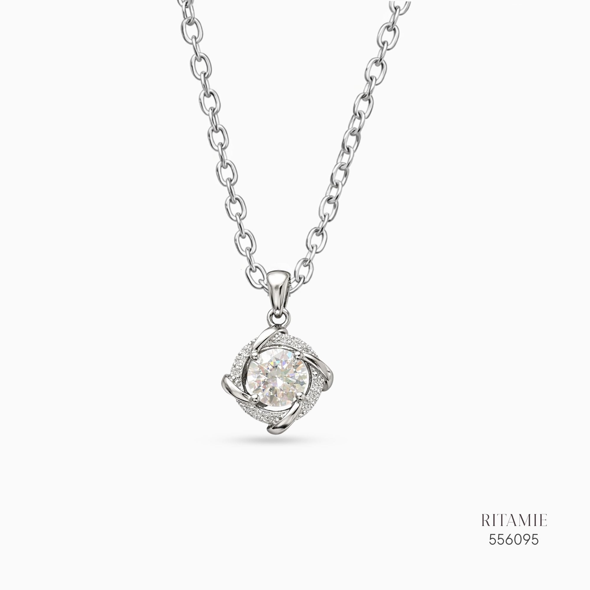 The Luminous Whirl Silver Moissanite Necklace 556095