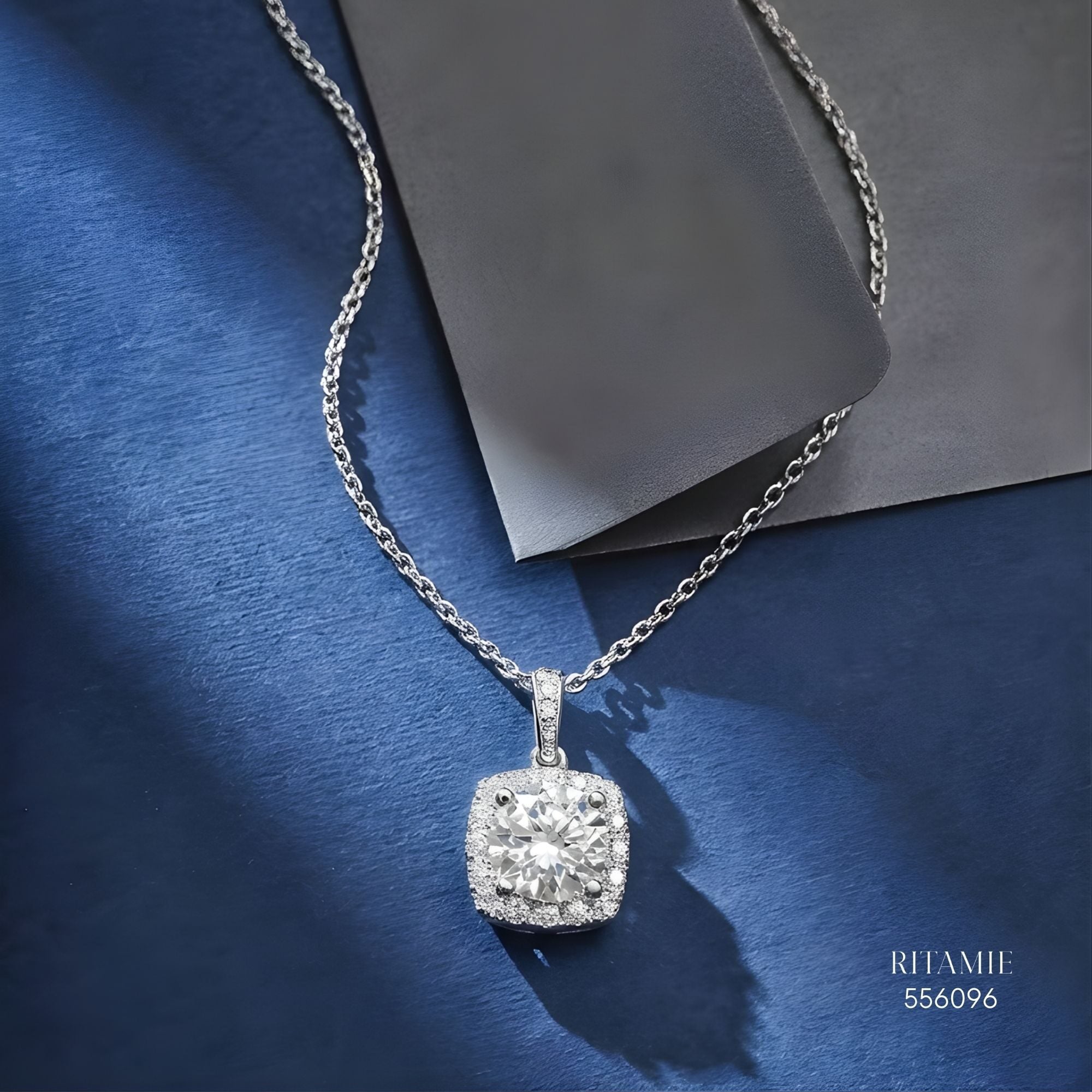 The Royal Cushion Silver Moissanite Necklace 556096