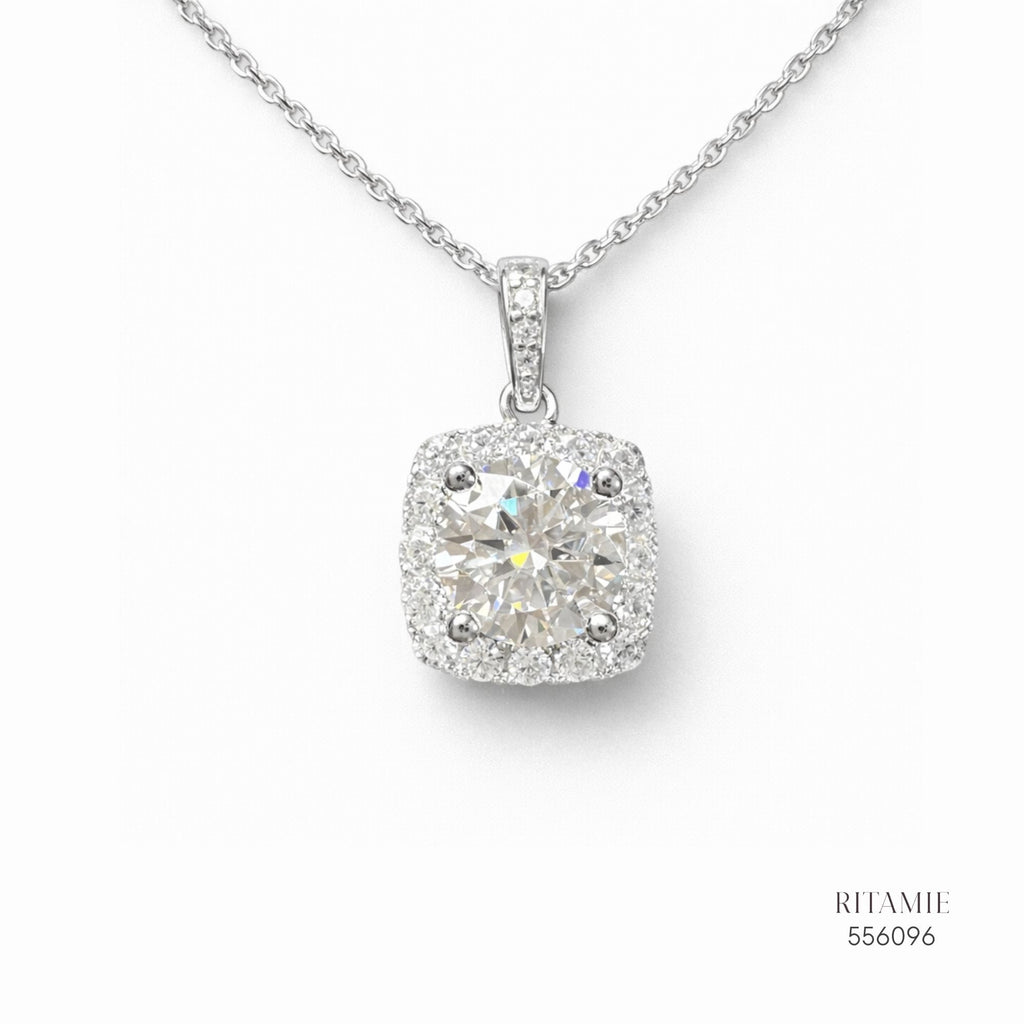 The Royal Cushion Silver Moissanite Necklace 556096