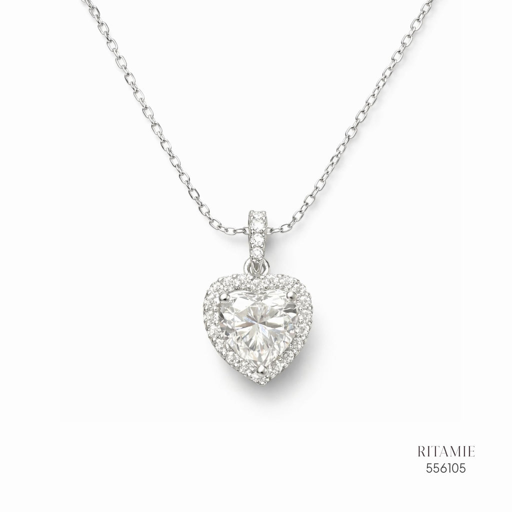 The Luminous Heart Silver Moissanite Necklace 556105