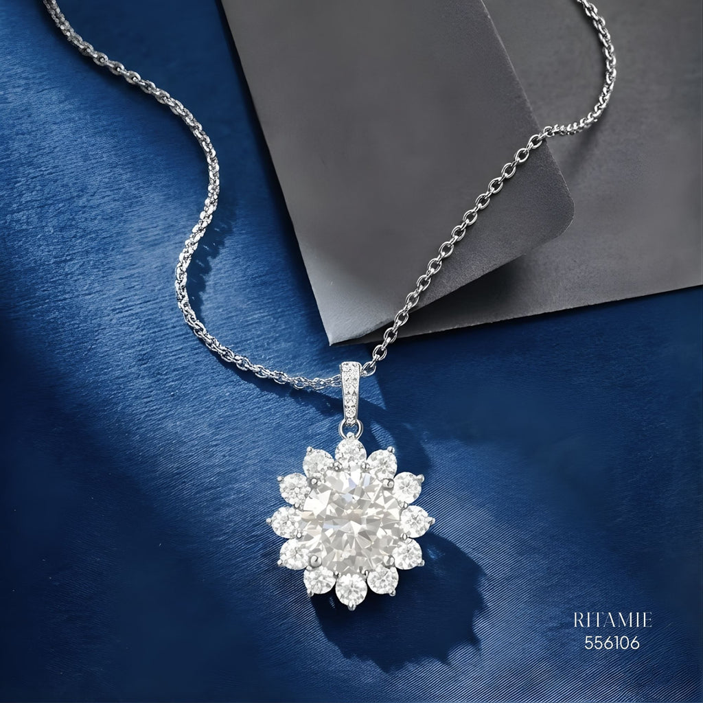 The Stellar Sunflower Silver Moissanite Necklace 556106