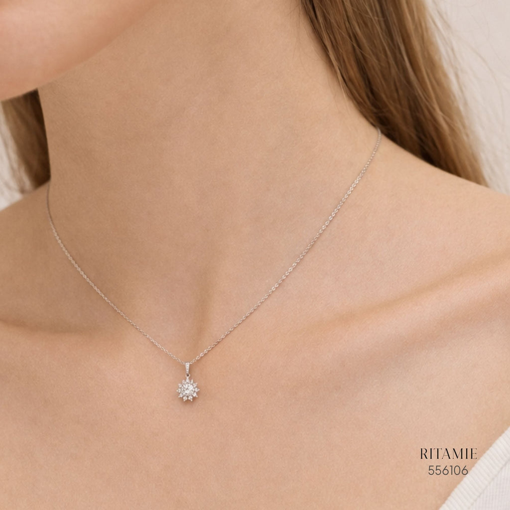 The Stellar Sunflower Silver Moissanite Necklace 556106