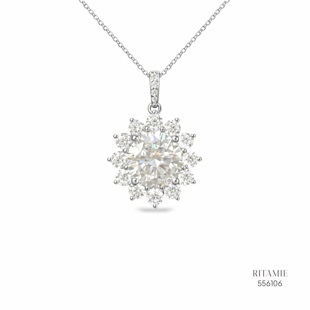 The Stellar Sunflower Silver Moissanite Necklace 556106
