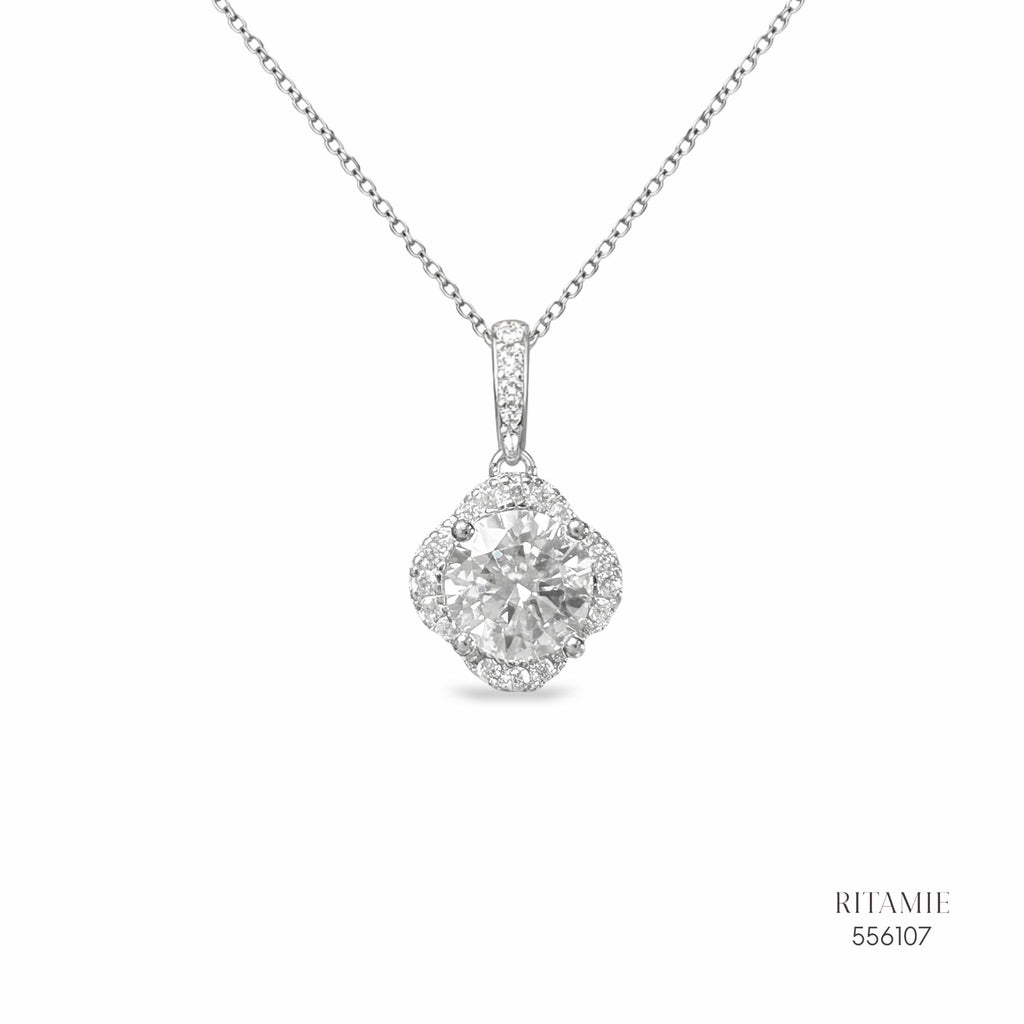 The Floral Majesty Silver Moissanite Necklace 556107