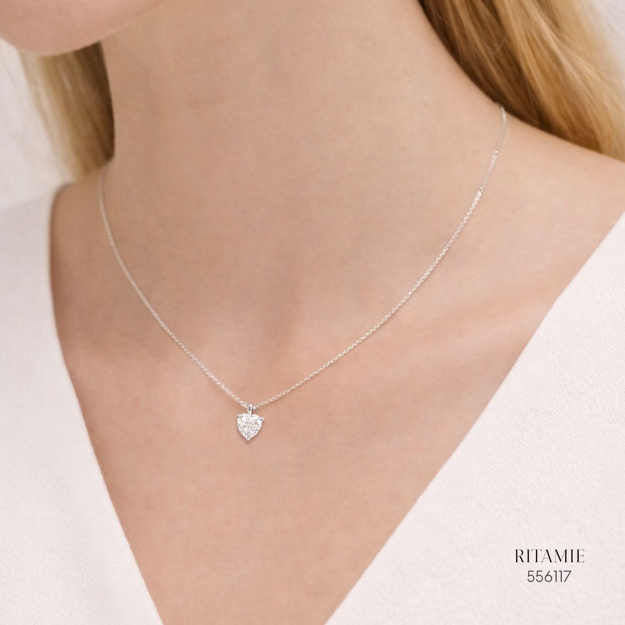 The Pure Heart Silver Moissanite Necklace 556117