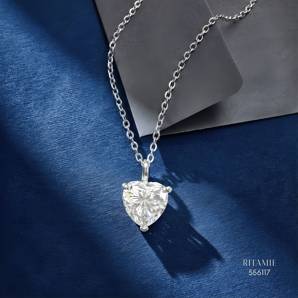 The Pure Heart Silver Moissanite Necklace 556117