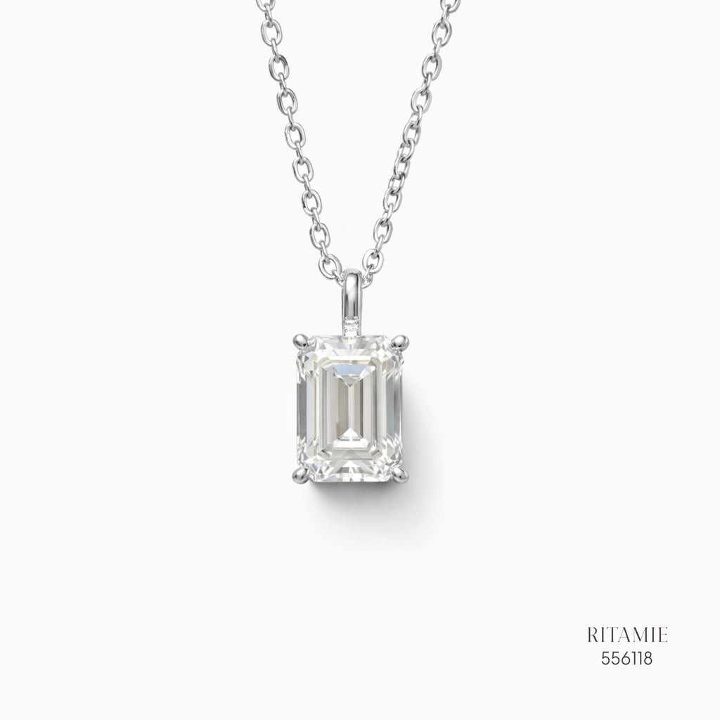 The Emerald Elegance Silver Moissanite Necklace 556118
