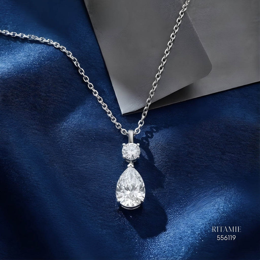 The Celestial Drop Silver Moissanite Necklace 556119