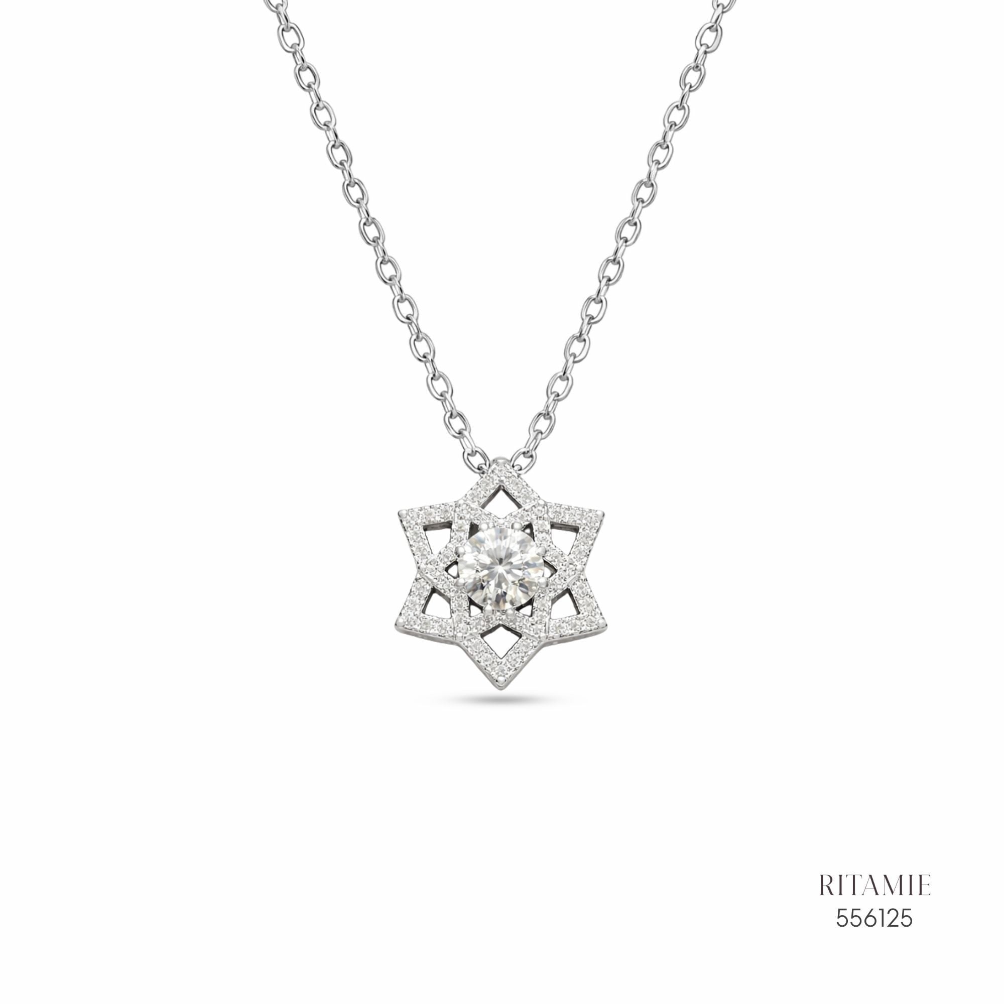 The Celestial Star Silver Moissanite Necklace 556125