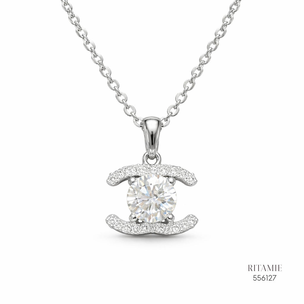 The Iconic Chic Silver Moissanite Necklace 556127