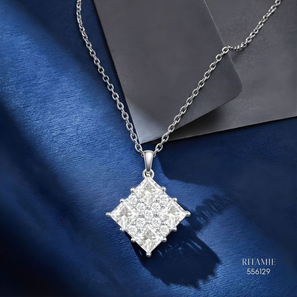 The Stellar Prism Silver Moissanite Necklace 556129