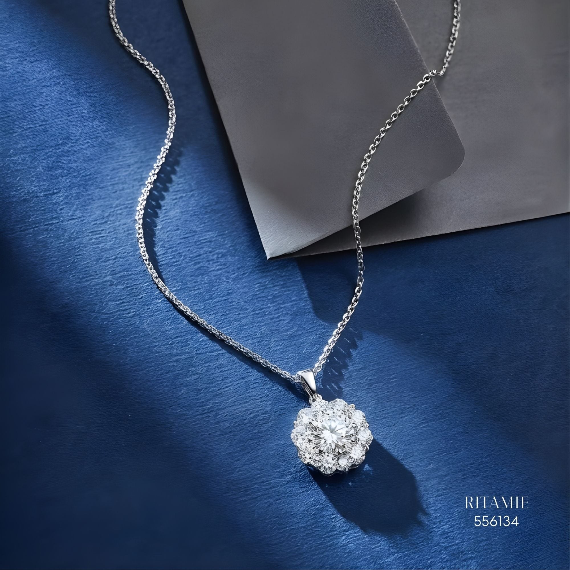 The Floral Radiance Silver Moissanite Necklace 556134