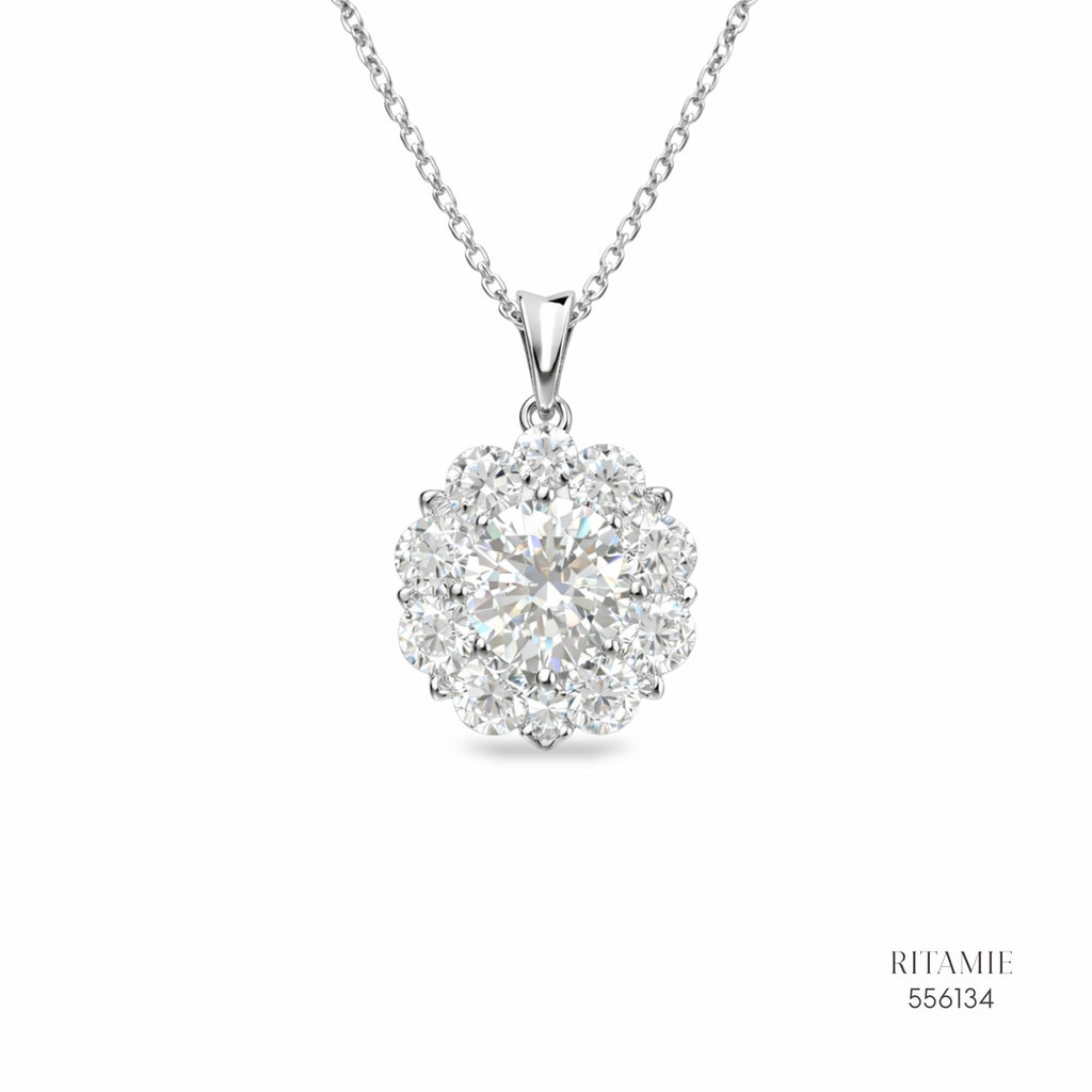 The Floral Radiance Silver Moissanite Necklace 556134