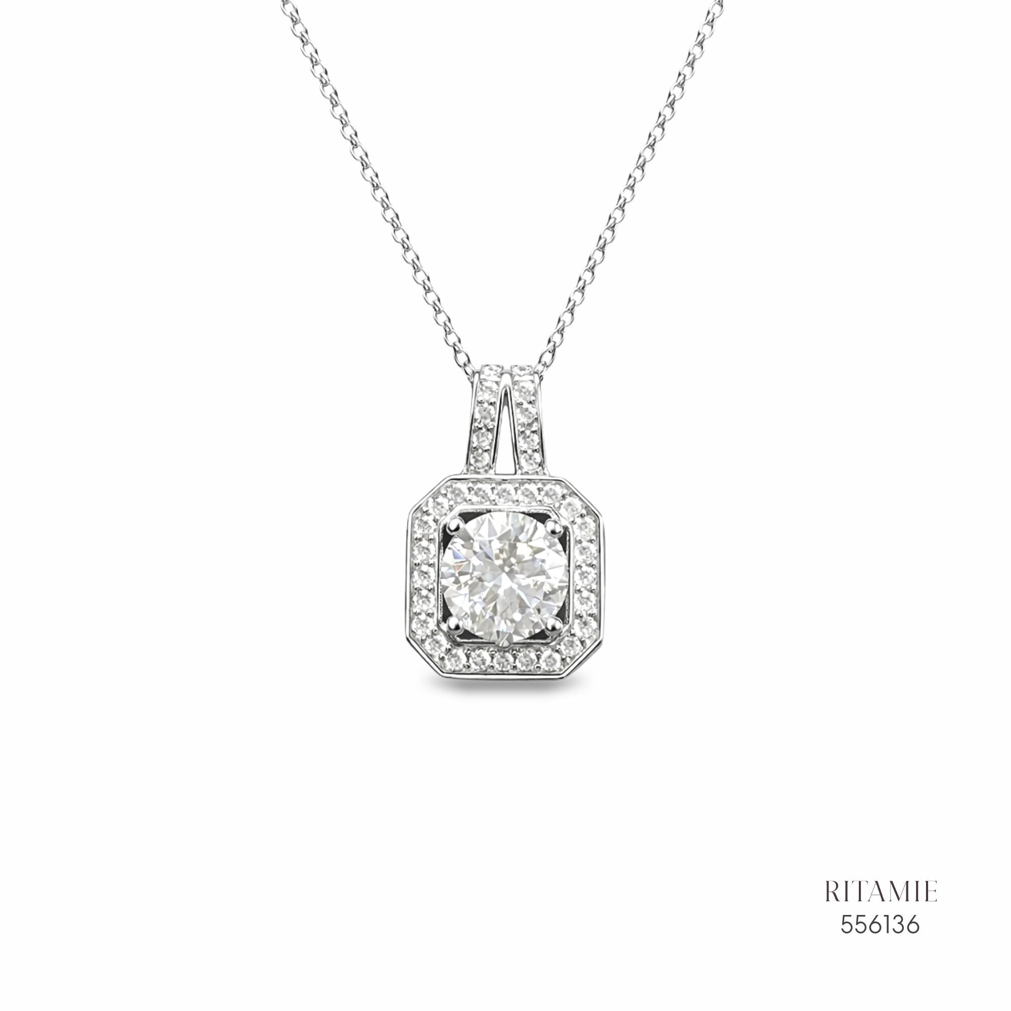 The Geometric Radiance Silver Moissanite Necklace 556136