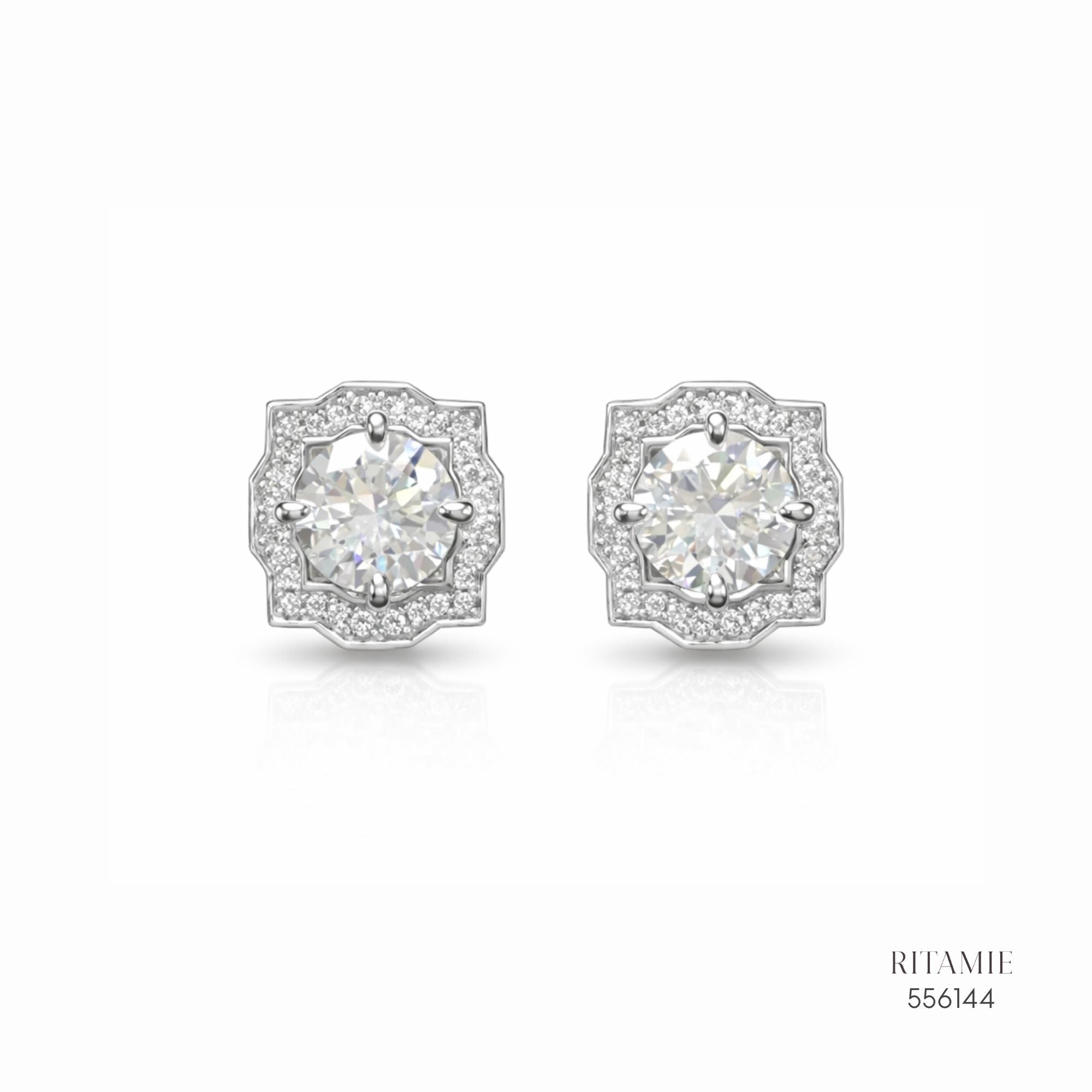 The Floral Majesty Silver Moissanite Studs 556144