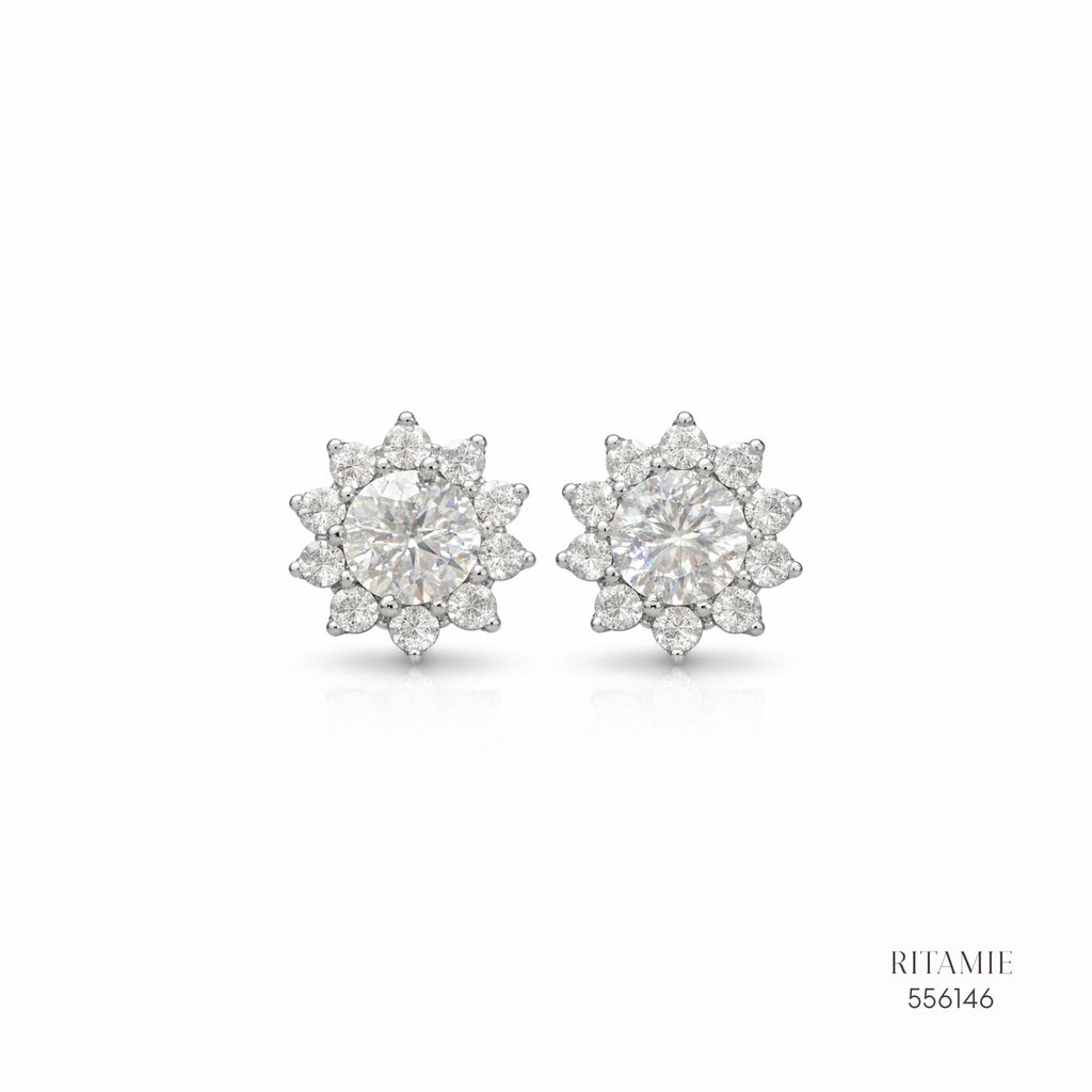 The Stellar Sunflower Silver Moissanite Studs 556146