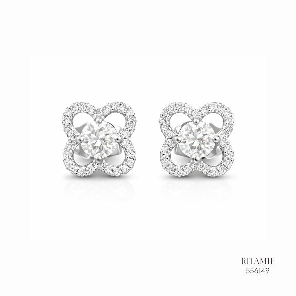 The Floral Majesty Silver Moissanite Studs 556149
