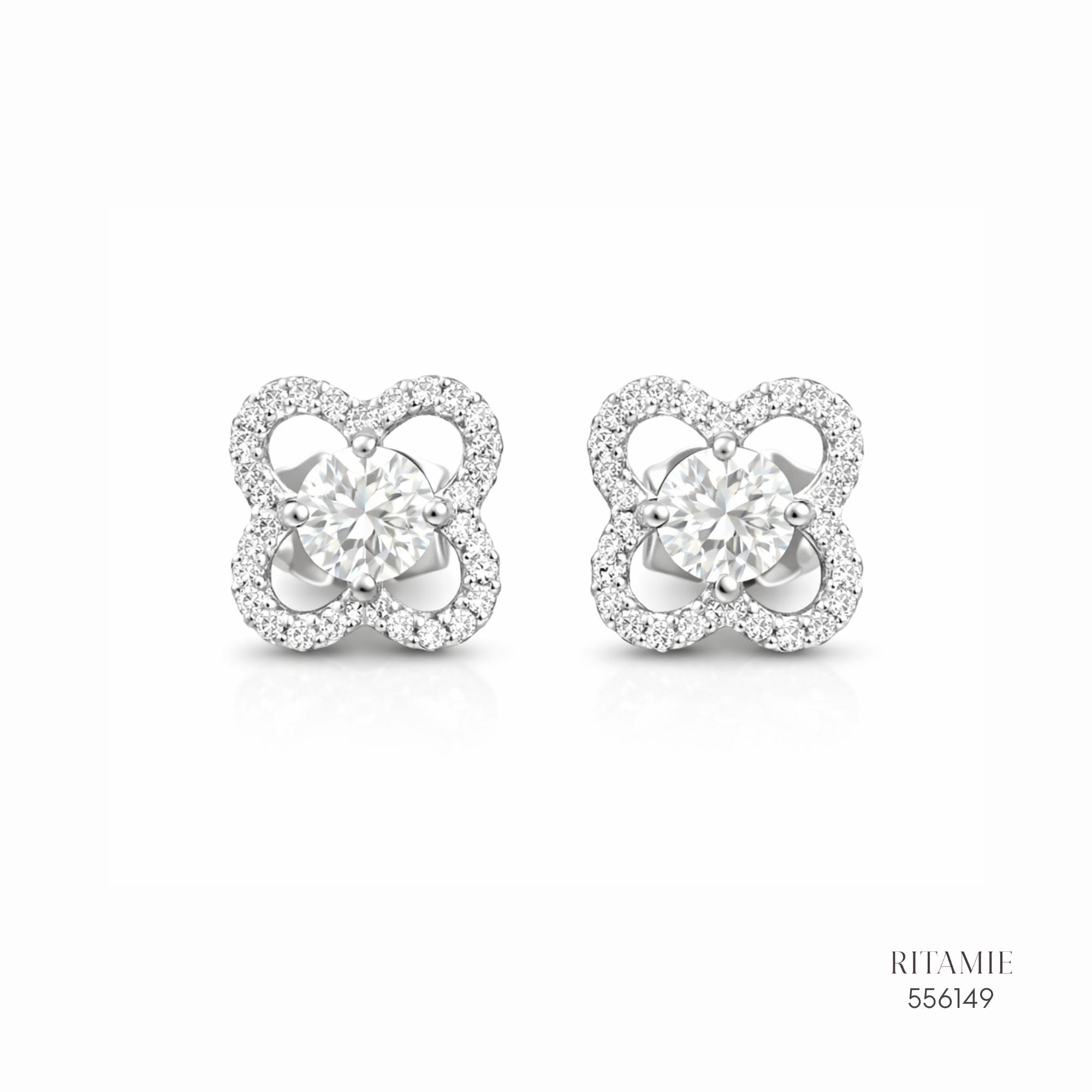 The Floral Majesty Silver Moissanite Studs 556149