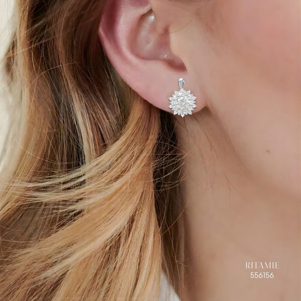 The Stellar Sunflower Silver Moissanite Earrings 556156