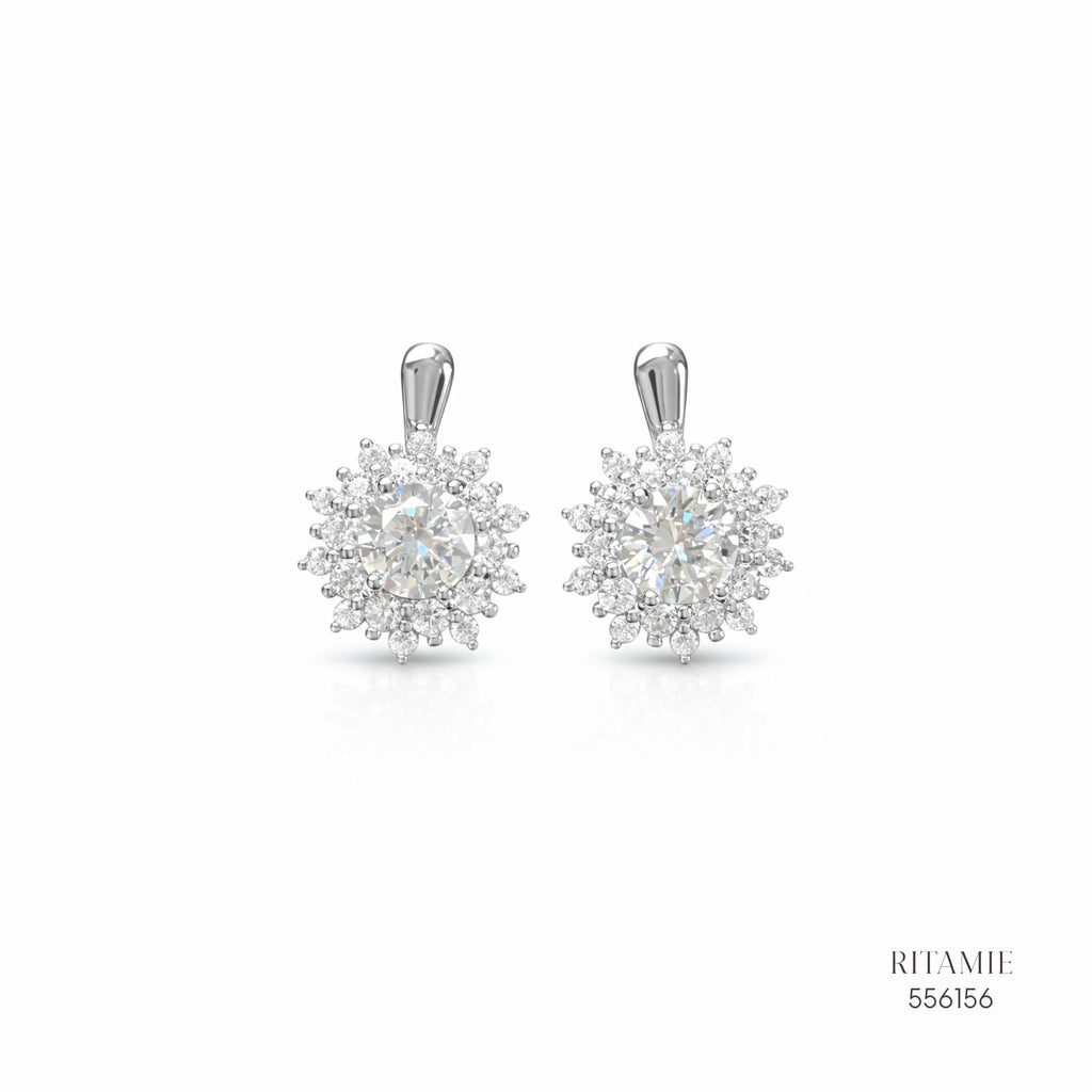 The Stellar Sunflower Silver Moissanite Earrings 556156