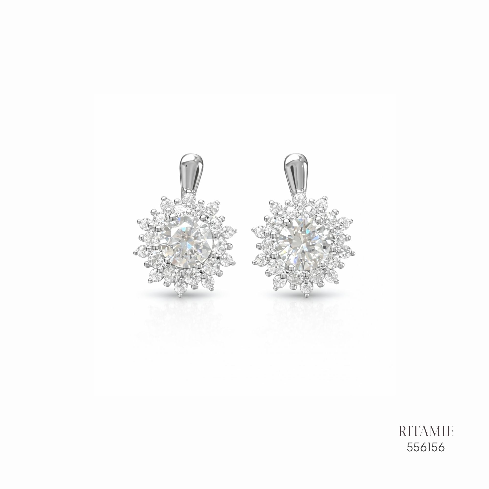 The Stellar Sunflower Silver Moissanite Earrings 556156