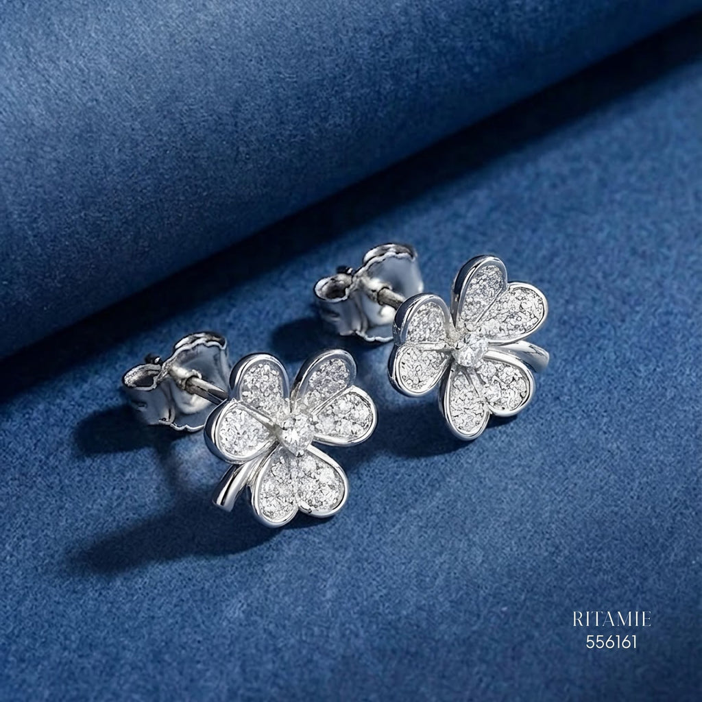 The Lucky Blossom Silver Moissanite Studs 556161