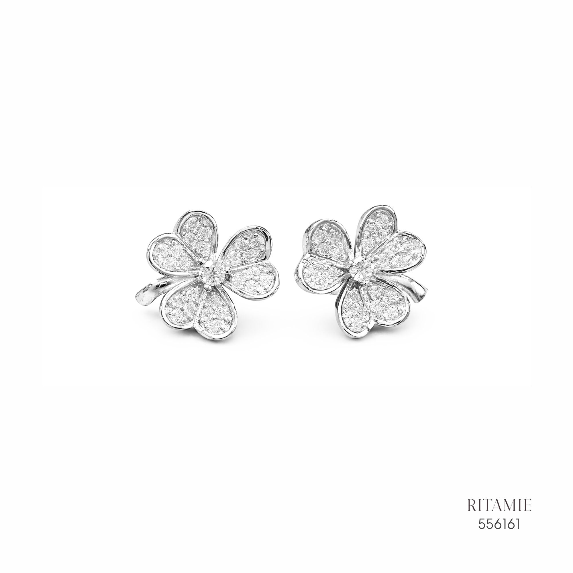 The Lucky Blossom Silver Moissanite Studs 556161