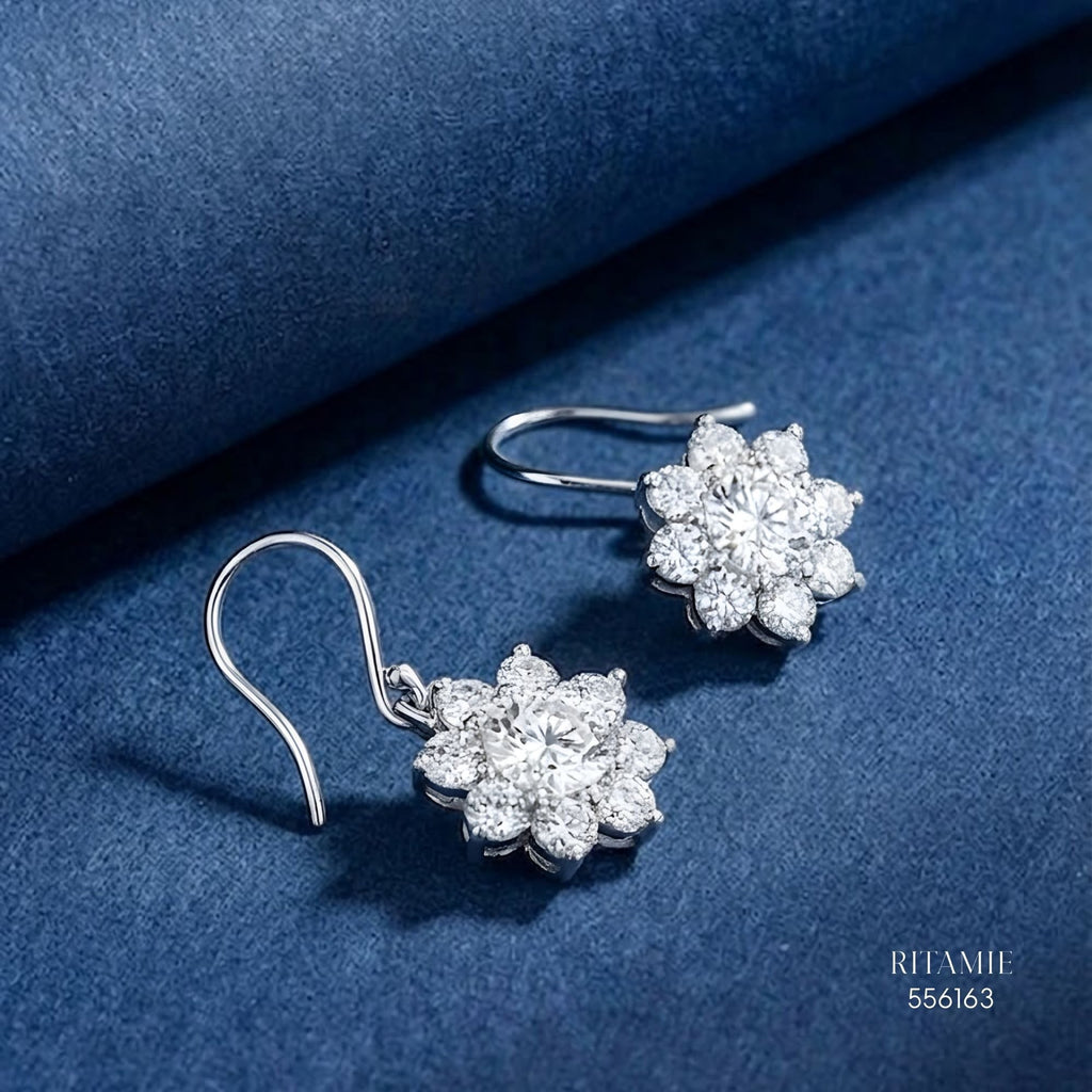 The Stellar Sunflower Silver Moissanite Earrings 556163