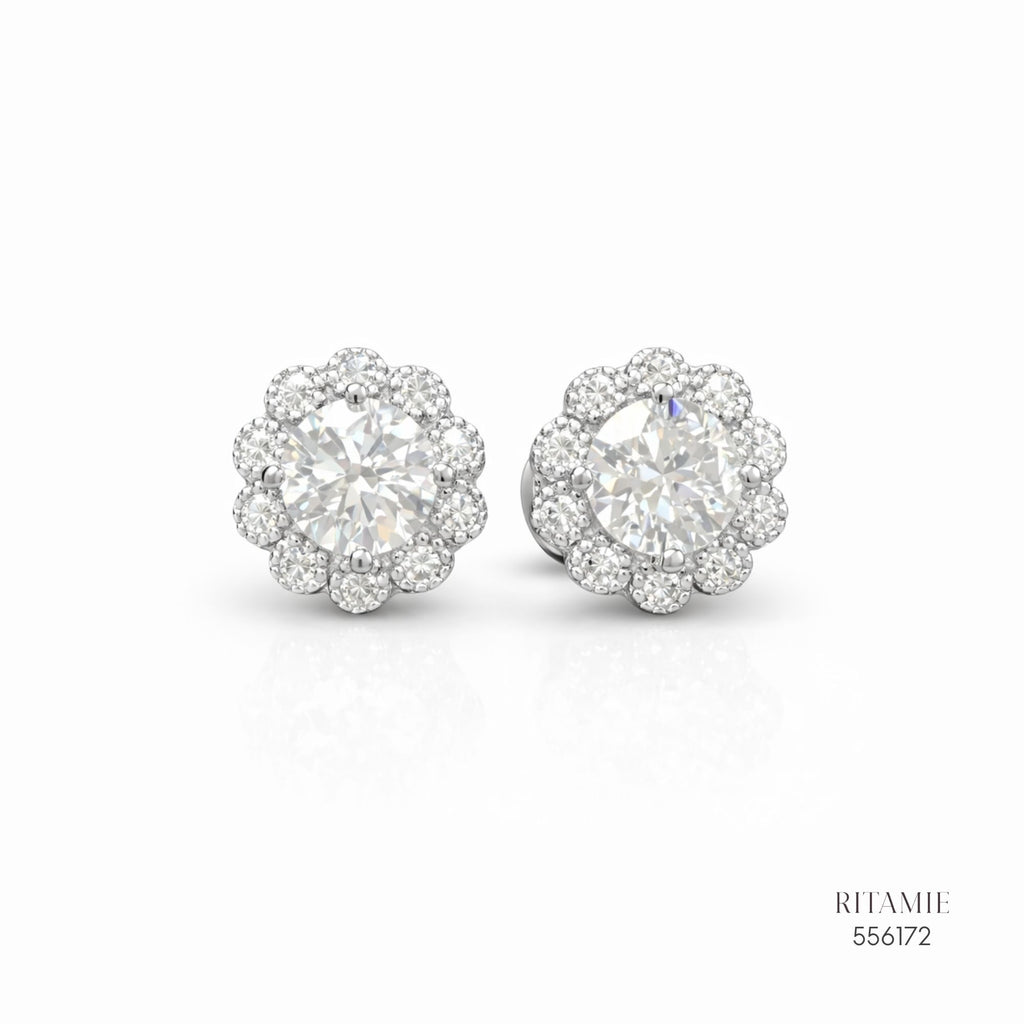 The Stellar Blossom Silver Moissanite Studs 556172