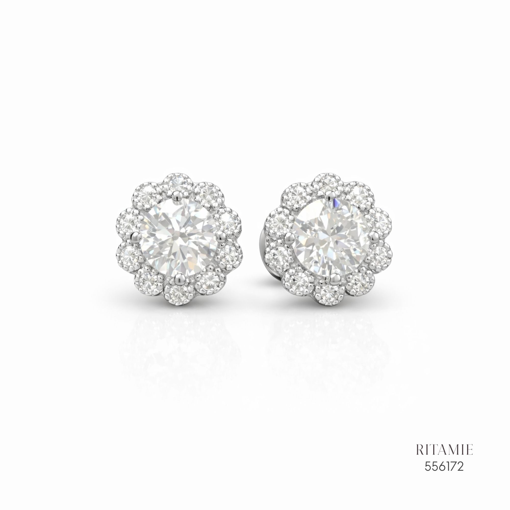 The Stellar Blossom Silver Moissanite Studs 556172