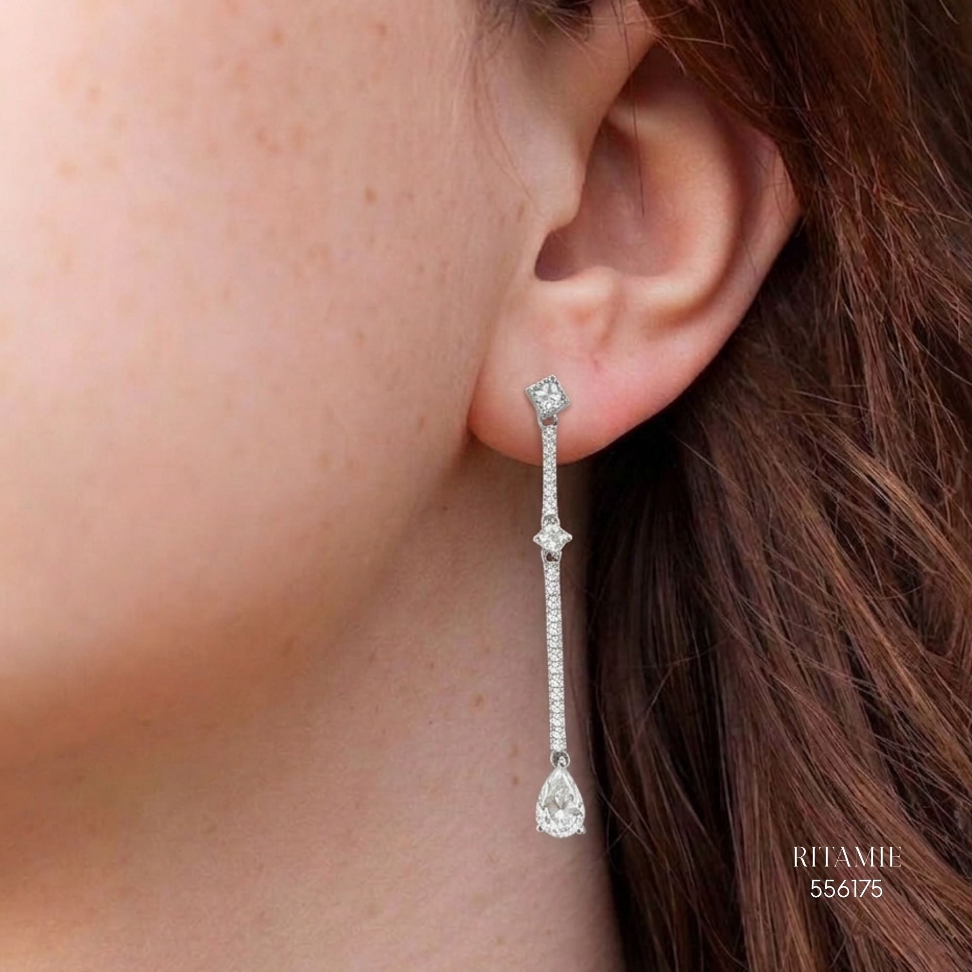 The Celestial Drop Silver Moissanite Earrings 556175