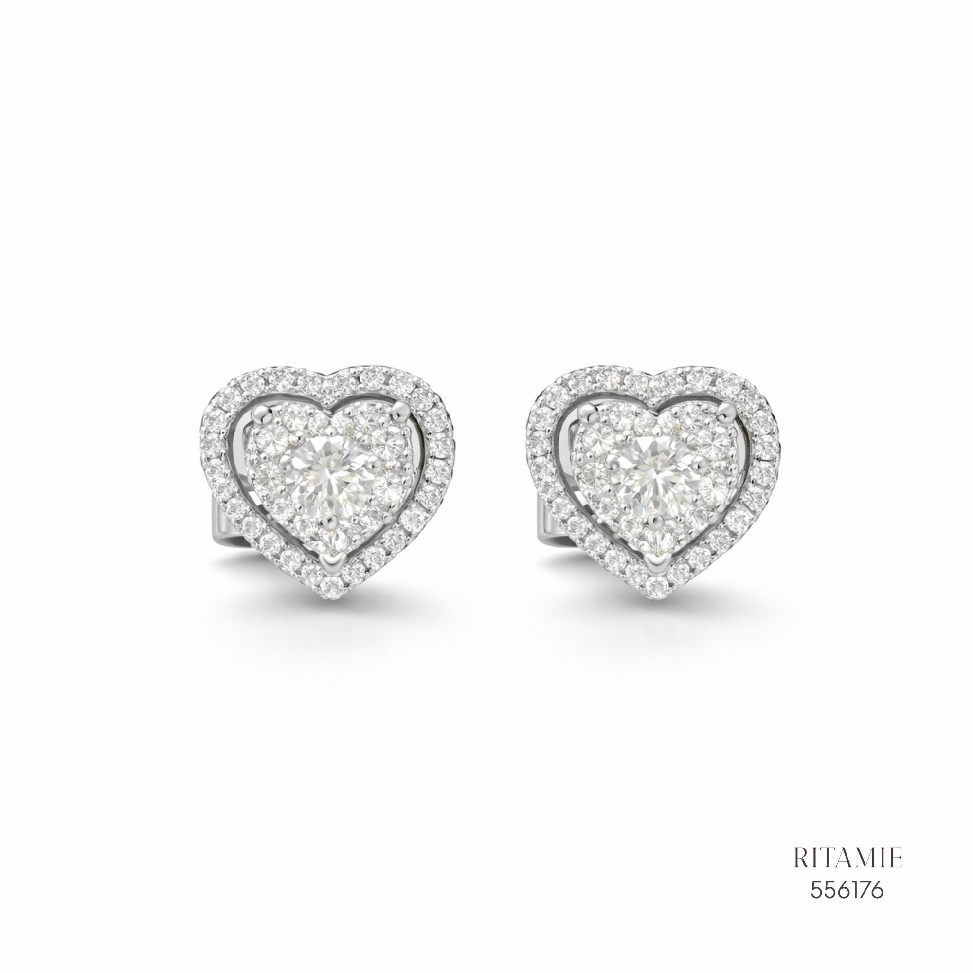 The Sweetheart Halo Silver Moissanite Studs 556176