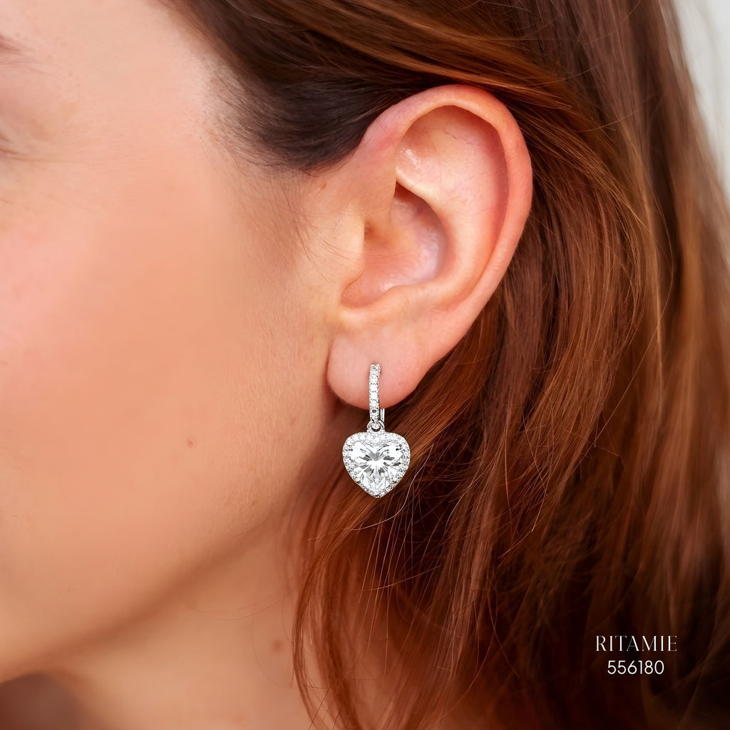 The Eternal Heart Silver Moissanite Earrings 556180