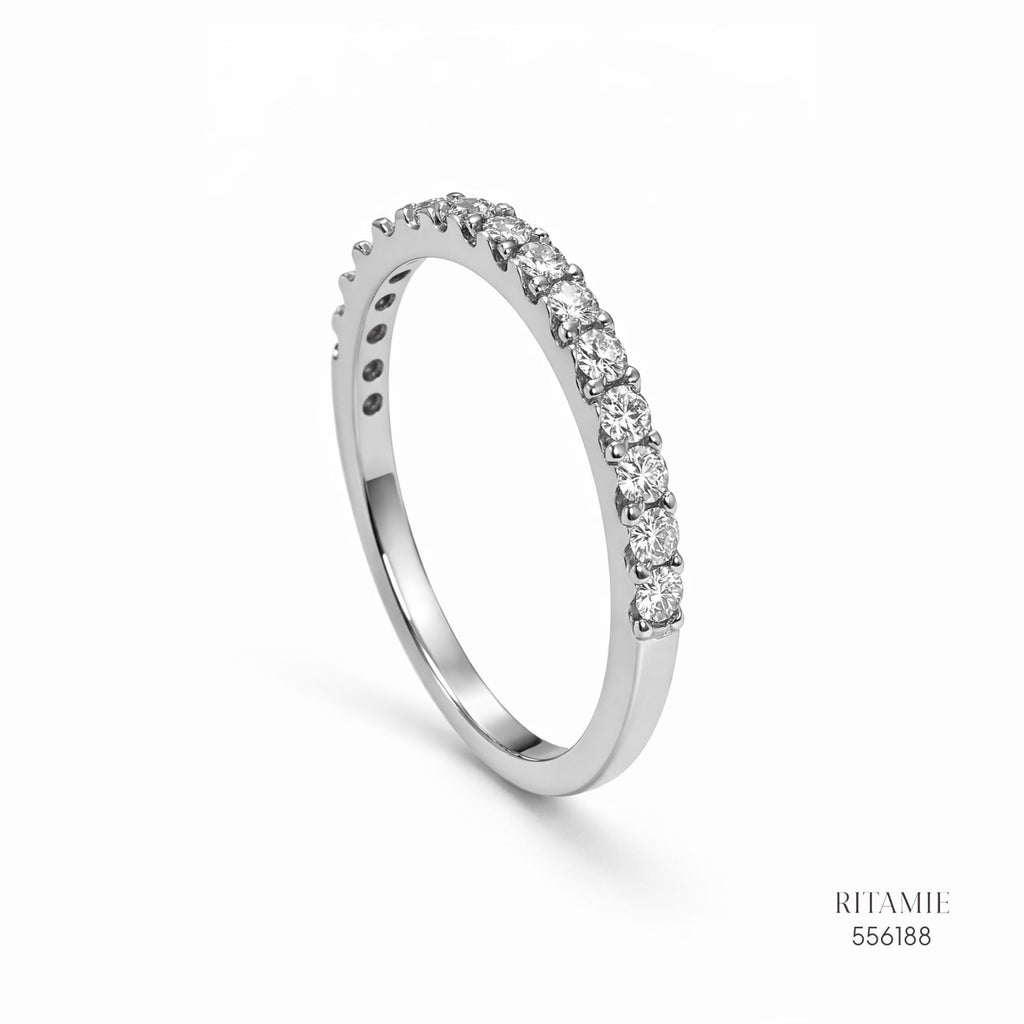 Radiant Half-Eternity Silver Moissanite Silver Ring 556188