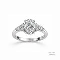 Oval Cluster Blossom Moissanite Silver Ring 556203