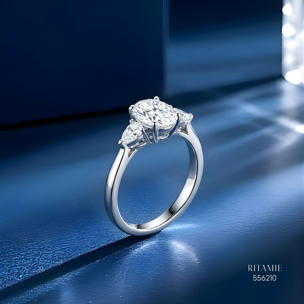 Oval Pear Three-Stone Moissanite Ring 556210