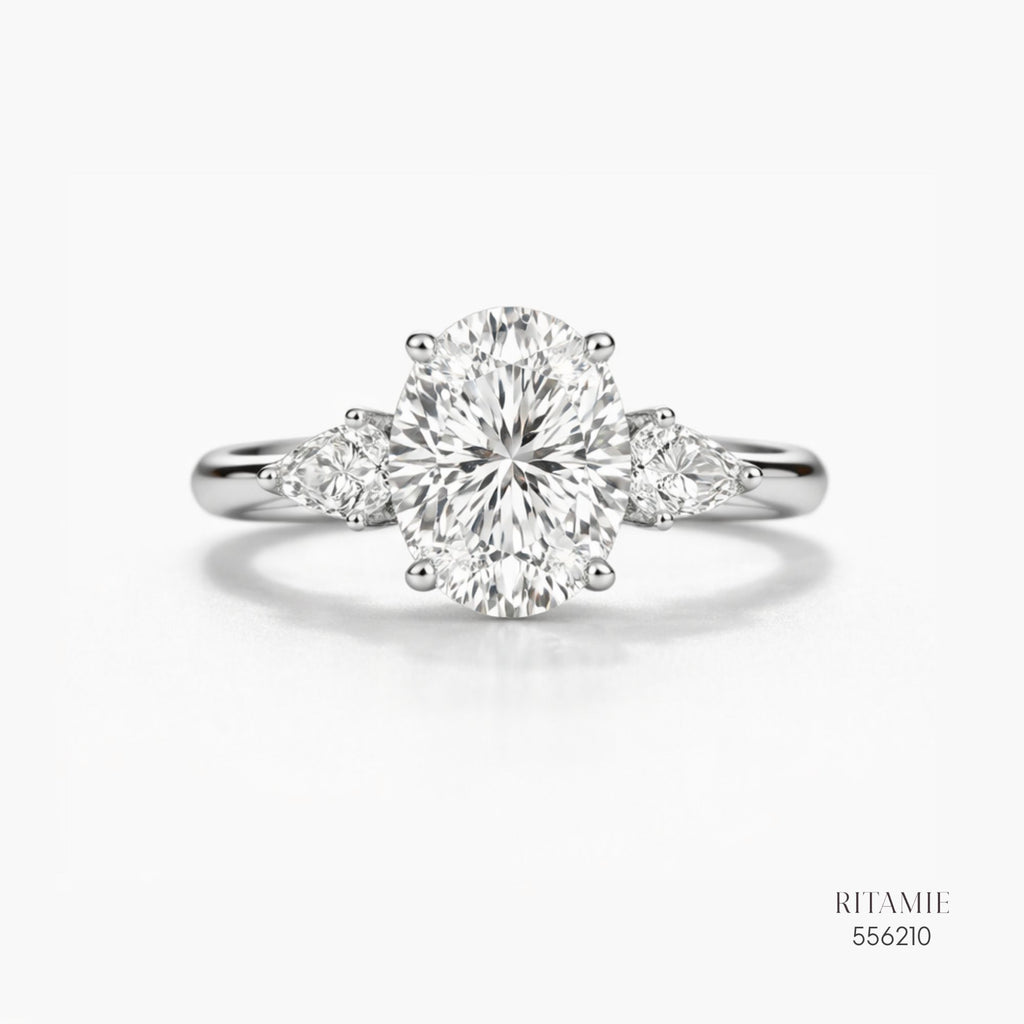 Oval Pear Three-Stone Moissanite Ring 556210