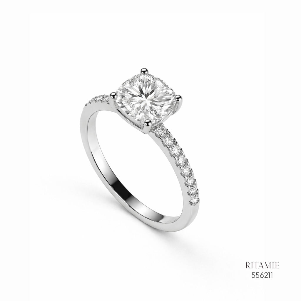 Cushion Pav? Moissanite Silver Ring 556211