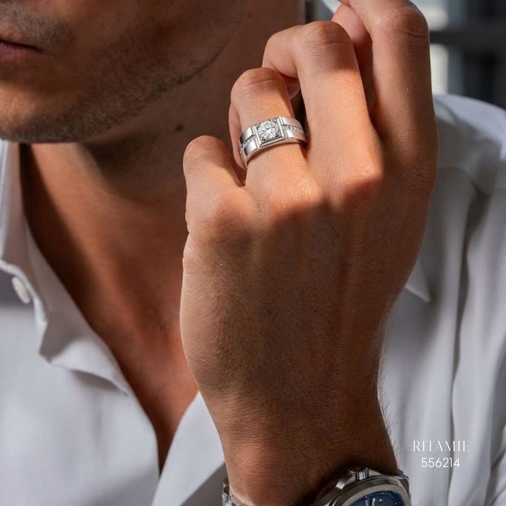 The Urban Sovereign Silver Moissanite Ring 556214