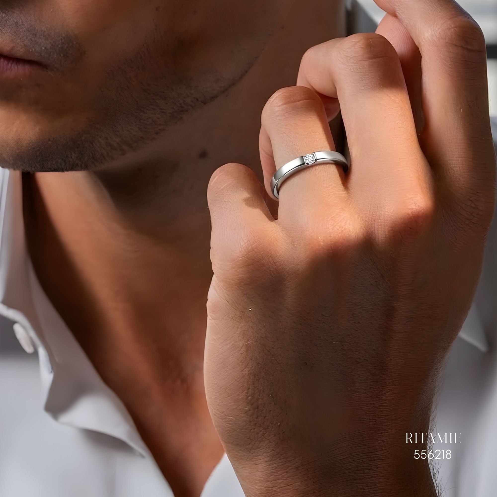 Minimalist Tension Moissanite Silver Ring 556218