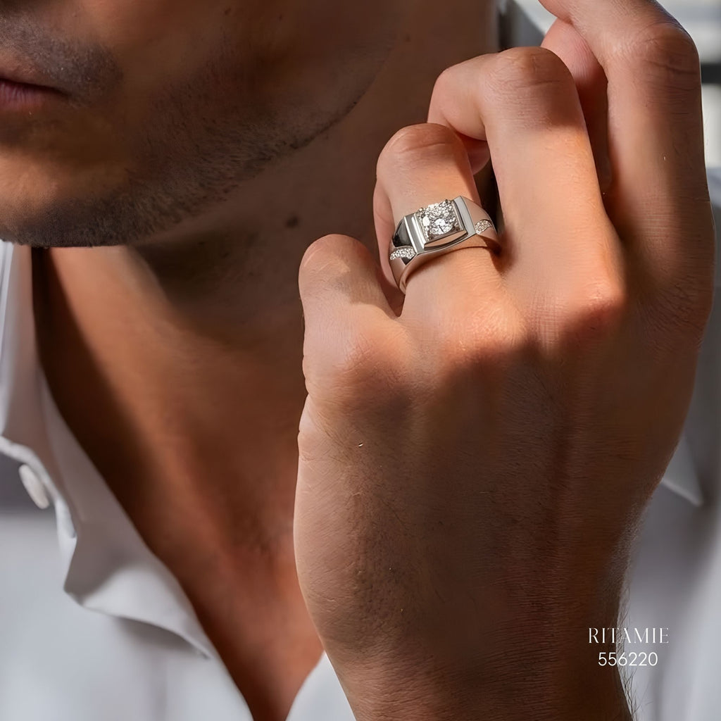 The Urban Sovereign Silver Moissanite Ring 556220