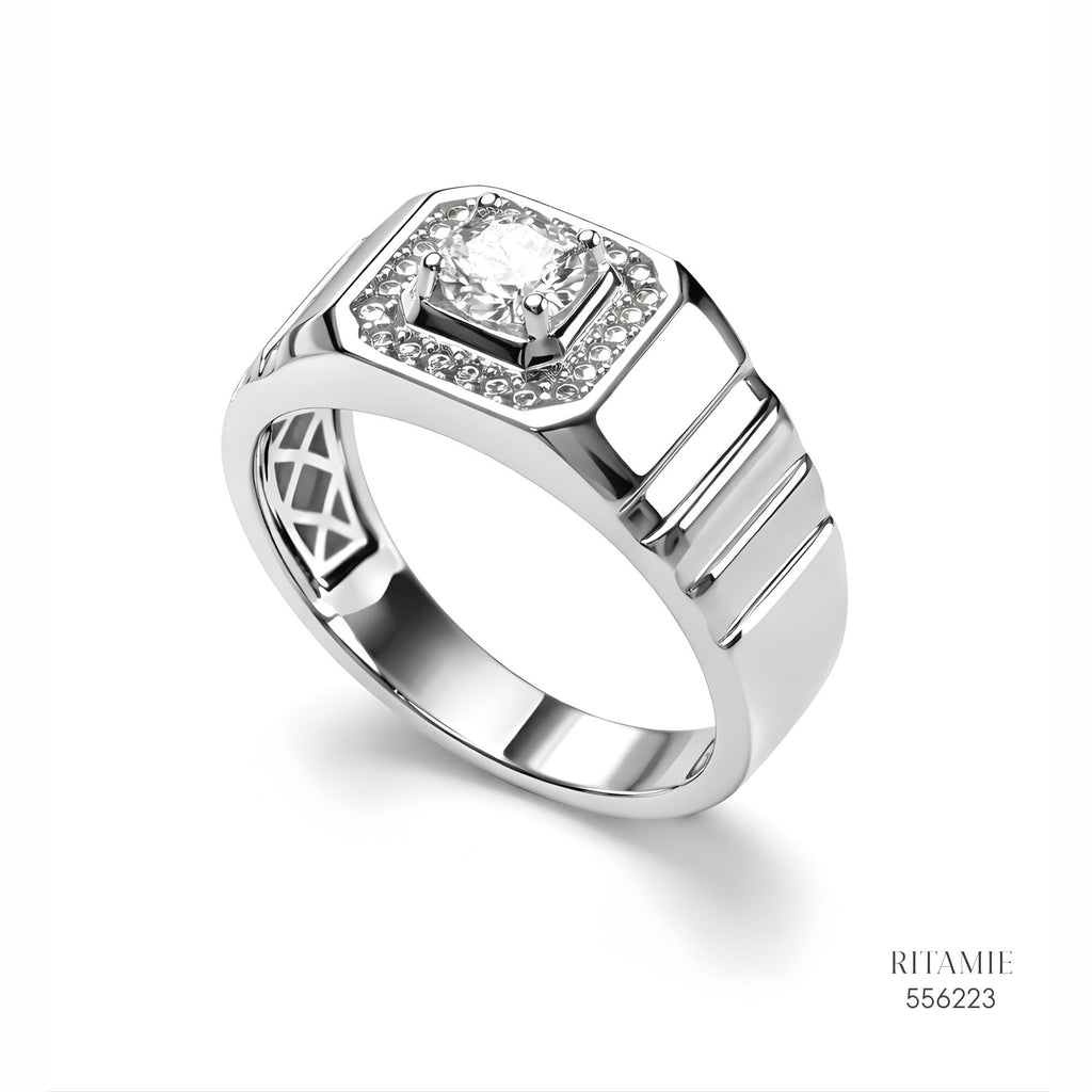 The Modern Sovereign Silver Moissanite Ring 556223