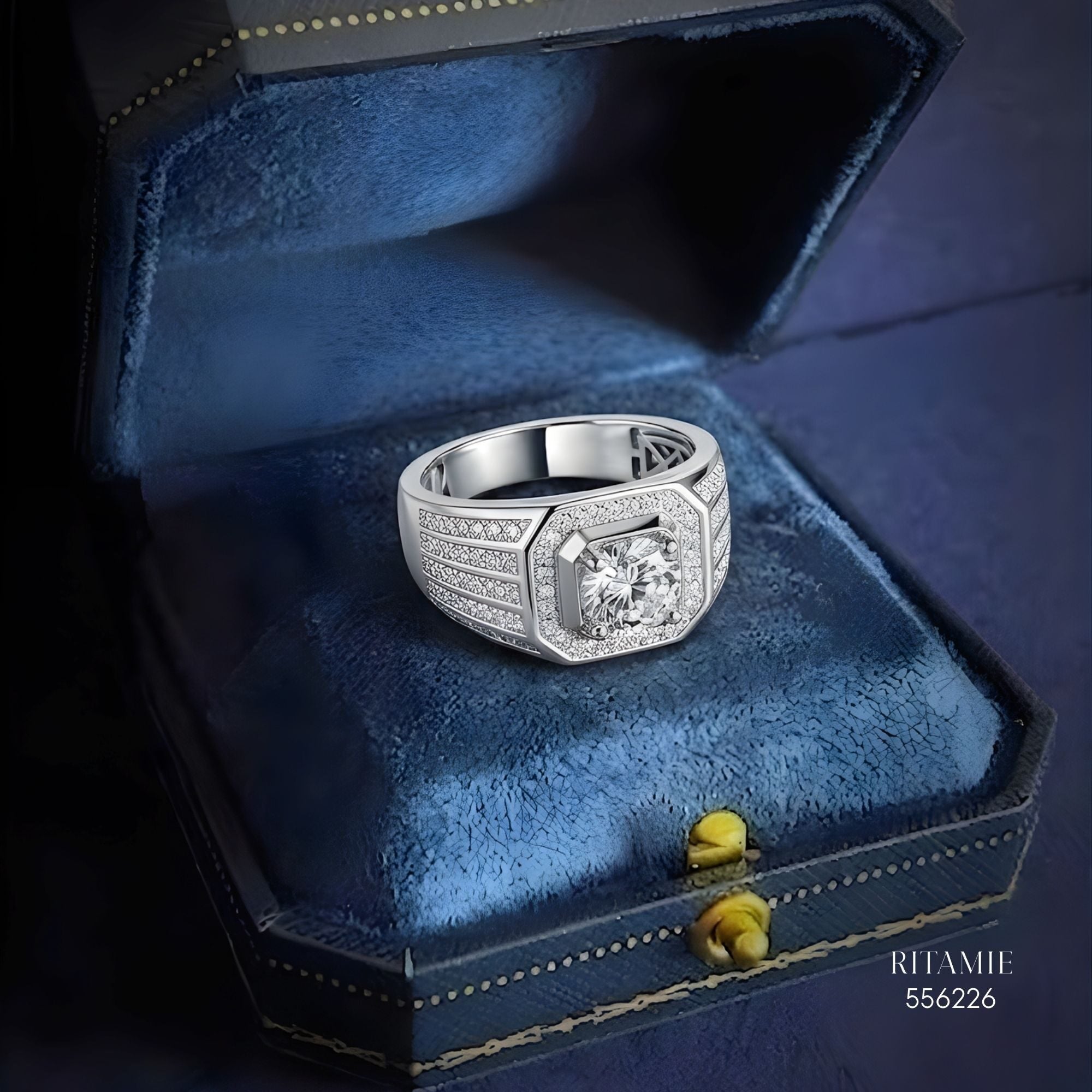 The Sovereign Radiant Silver Moissanite Ring 556226